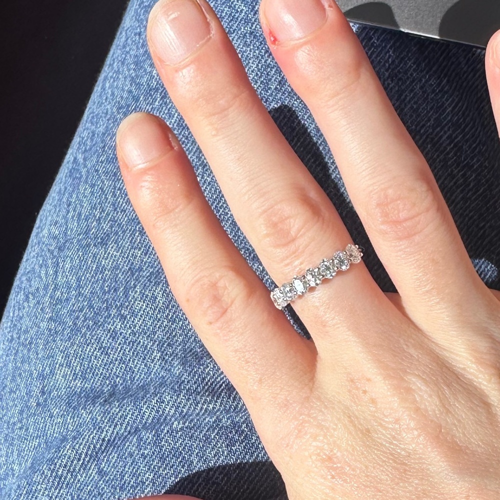 Oval Cut Semi Eternal Vintage Stacked Band Moissanite Ring - SIZE 7 - NEVER WORN